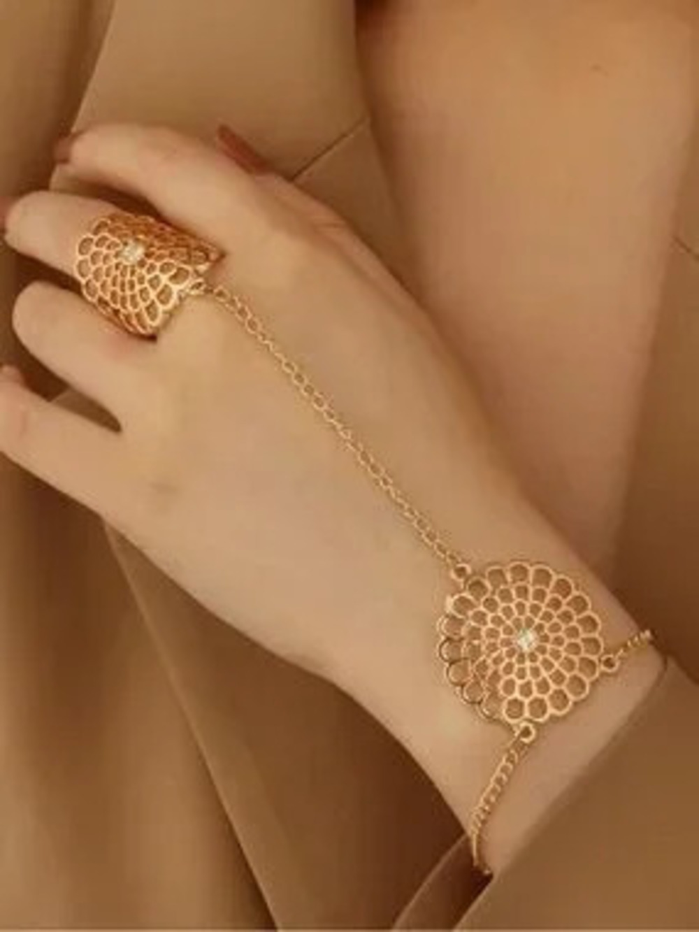 Anthropologie Filigree Hand Chain Bracelet